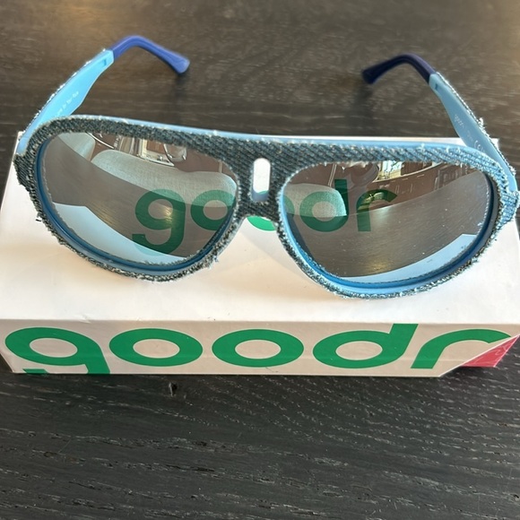 Goodr Limited Edition Super Fly Denim Aviator Glasses Denim Blue - Picture 11 of 11